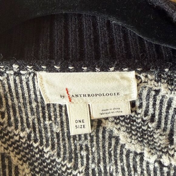 Anthropologie | Black and White Textured Knit Cardigan Sweater ONE SIZE - Picture 6 of 7